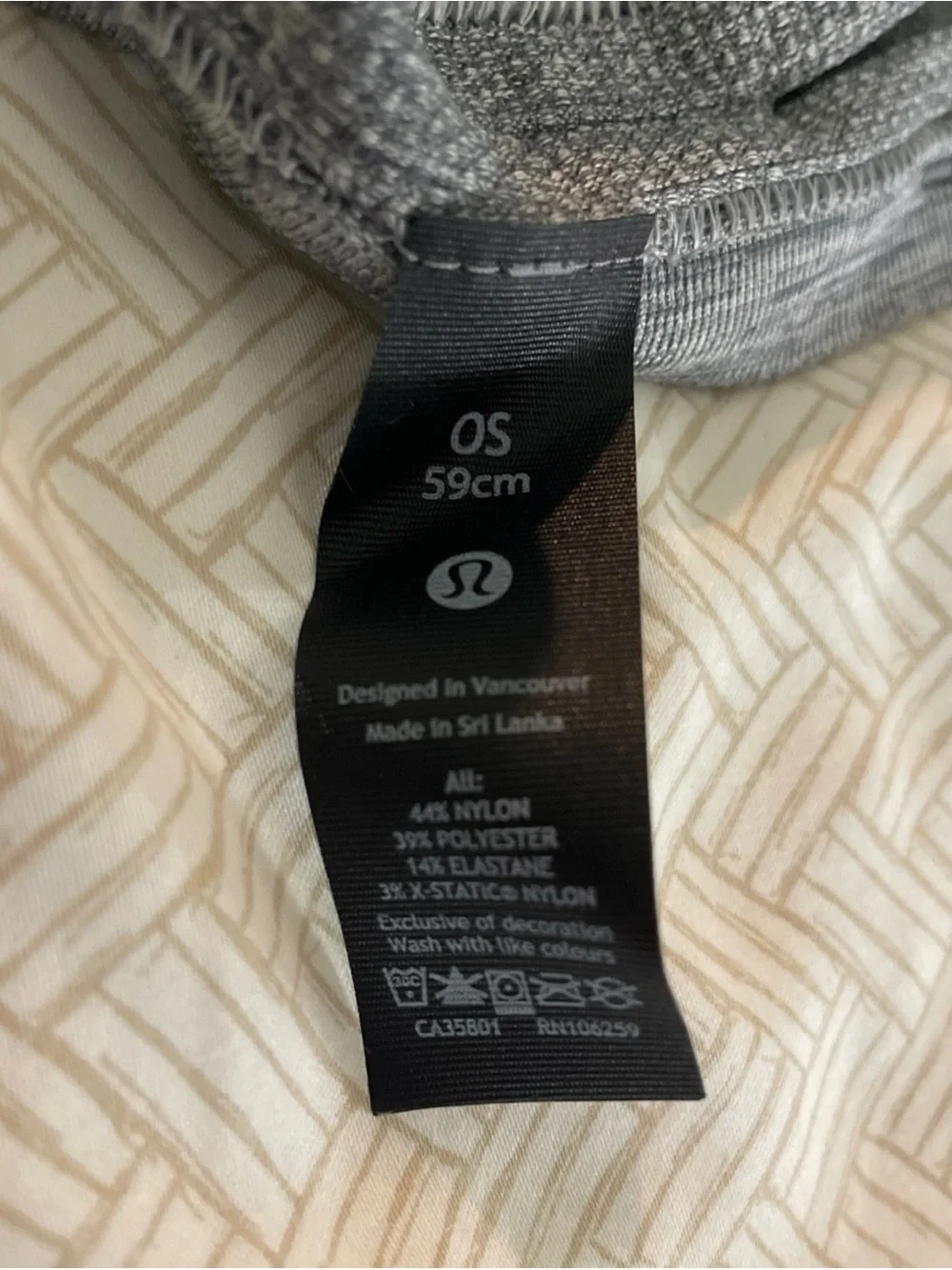 Lululemon Gray Wide Headband OS 59cm Athletic Yoga Running Sweatband